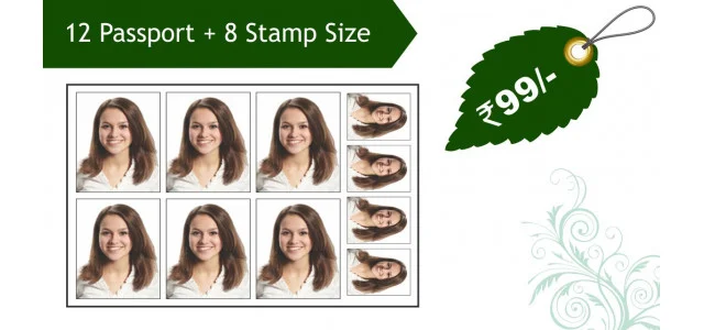 12 Passport + 8 Stamp Photos 
