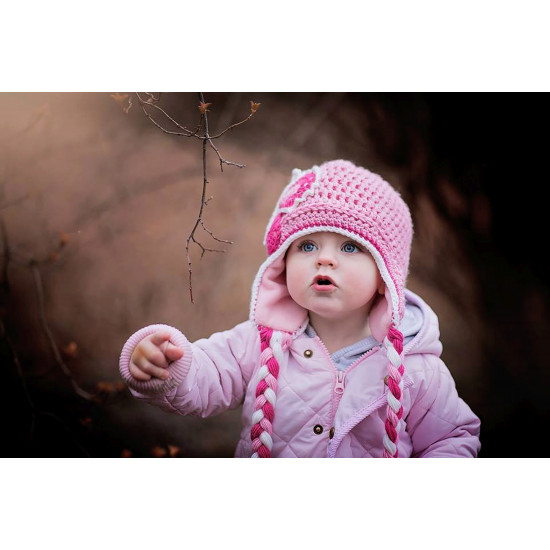 Child's Love - Cute Baby in Pink Woollen Dress- baby paper poster - OSHI_B0015