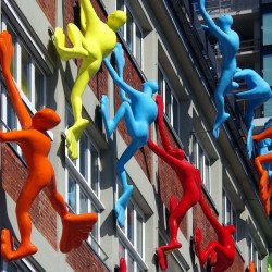 Colourful Men Climbing  Wall Poster