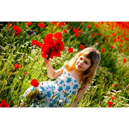 Child's Love - Cute Girl Holding A Flower