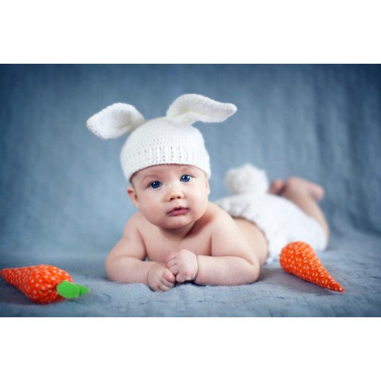 Child's Love - Smiling Baby With Rabbit Hat