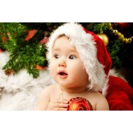 Child's Love -Christmas Baby Holding Red Ball Child's Love -Christmas Baby Holding Red Ball