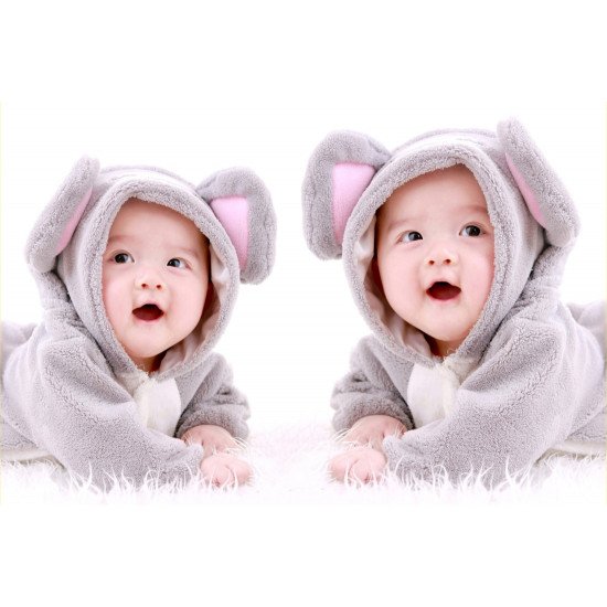 Child's Love - Cute Twins In Rabbit Dress