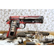 Pistol And Bullet On Wall Pistol And Bullet On Wall