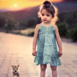 Child's Love - Cute Girl With Cub Child's Love - Cute Girl With Cub