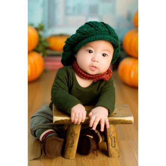 Child's Love - Cute Baby In A Green Outfit