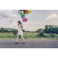 Lady On The Road With Balloons