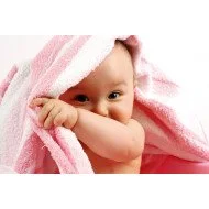 Child's Love - Cute Baby Playing With Pink Towel