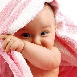 Child's Love - Cute Baby Playing With Pink Towel Child's Love - Cute Baby Playing With Pink Towel