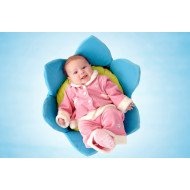 Child's Love - Smiling Baby In Blue Cotton Flower