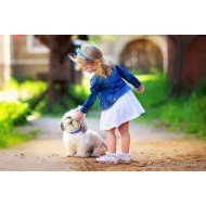 Child's Love - Cute Little Girl Playing With Puppy Child's Love - Cute Little Girl Playing With Puppy
