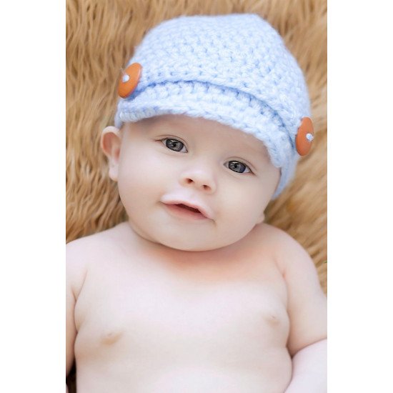 Child's Love - Smiling Baby In A Blue Hat