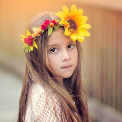 Little Girl With Sunflower Hair Band