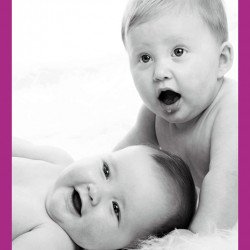 Child's Love - Two Cute Babies Violet Border Child's Love - Two Cute Babies Violet Border