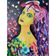 Yellow Lady With Pink Hairs Yellow Lady With Pink Hairs