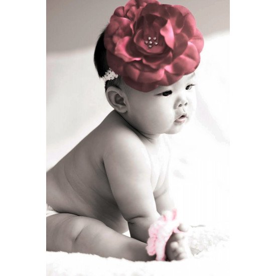 Child's Love - Cute Baby With Big Red Flower