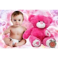 Child's Love - Cute Baby With Pink Teddy