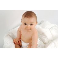 Child's Love - Cute Baby On White Blanket Child's Love - Cute Baby On White Blanket