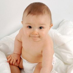 Child's Love - Cute Baby On White Blanket Child's Love - Cute Baby On White Blanket