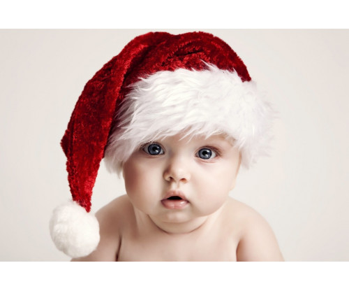 Child's Love -Baby With Christmas Hat