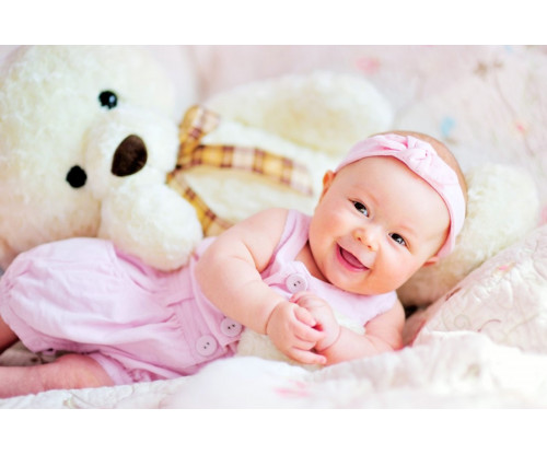 Child's Love - Smiling Baby With Teddy 2
