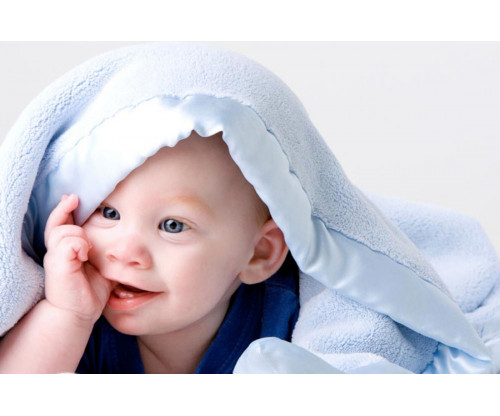 Child's Love - Cute Baby With Blue Towel