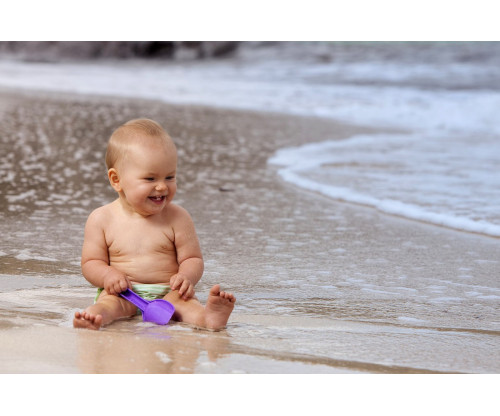 Child's Love - Cute Baby Playing At Sea Shore