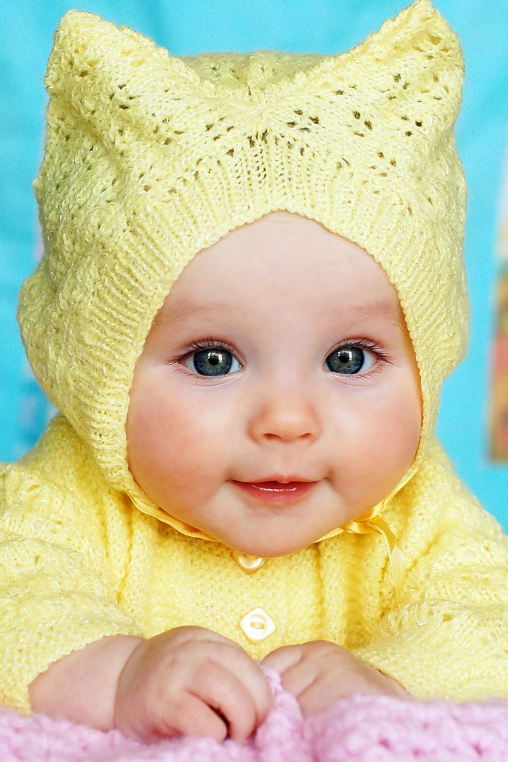 Child's Love - Cute Baby In Yellow Sweater - Baby Posters ...