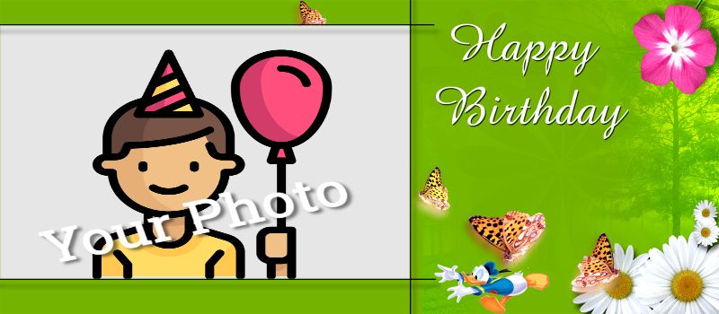 Happy Birthday - Butterflies and Donald Duck Coffee Mug