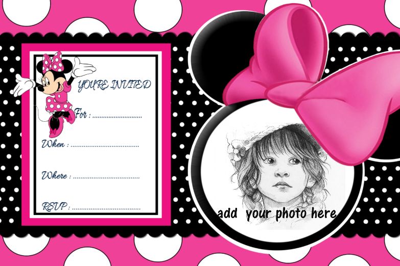 Minni Mouse themed invitation card
