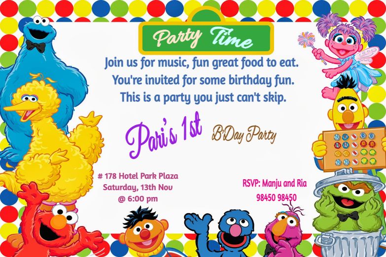 Cute Muppets Birthday Invitation Card