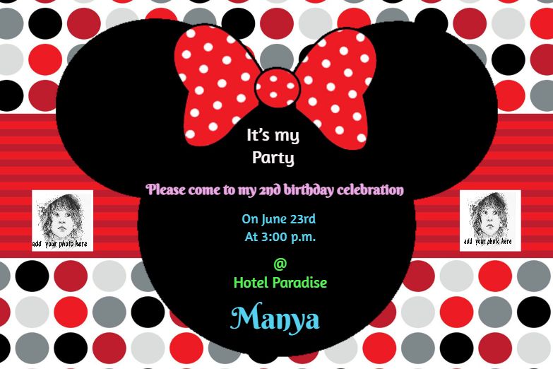 Cute Minnie Mouse Birthday Invitation card