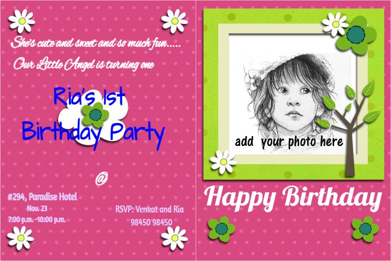 Lots of Pink Dots Designer Birthday Invitation Card
