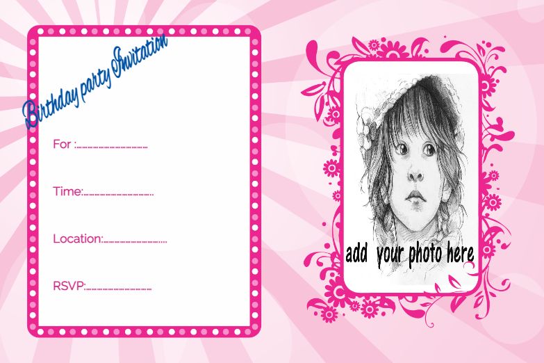Shining Pink Birthday Invitation Card