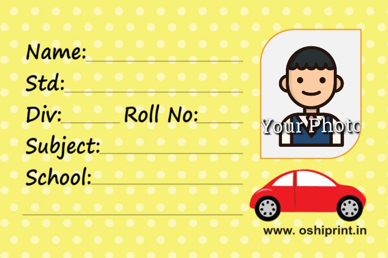 School Notebook label with Car