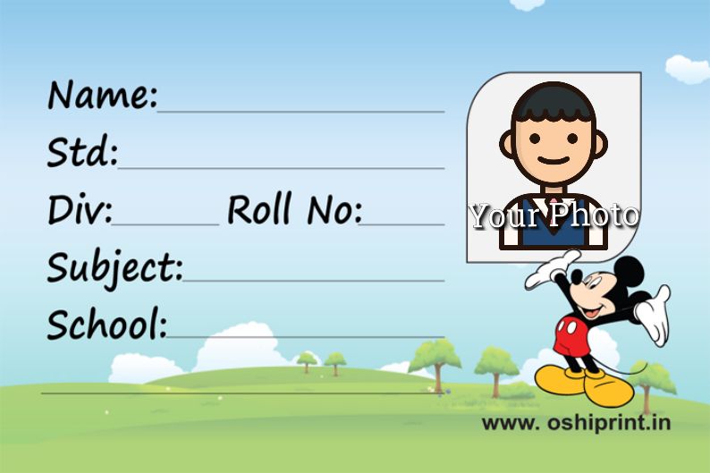 Mickey Mouse School Notebook Label
